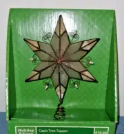CAPIZ SHELL STAR WIRE SCROLL PEARLS CHRISTMAS TREE TOPPER NEW IN BOX