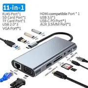 11 in 1 USB C HUB 4K 30Hz Type C to RJ45 HDMI-compatible USB 3.0 VGA Adapter Type C HUB Dock PD 87W USB C Splitter for MacBook Pro Air 11-IN-1