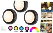 3 Pack LED Puck Lights Remote Control 16 Color Changeable Under Cabinet