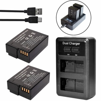2x Battery +LCD Charger for Panasonic Lumix DC-G91, DMC-GX8, DMC-G81, DMW-BLC12