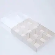 10 Pack of White Card Chocolate Sweet Soap Product Reatail Gift Box - 12 bay 4x4x3cm Compartments - Clear Slide On Lid - 16x12x3cm