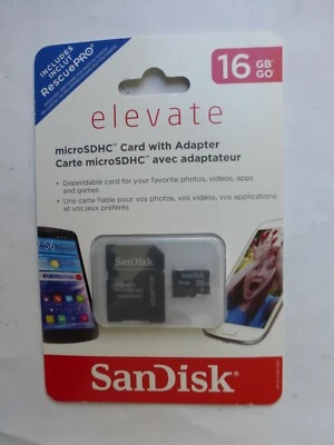 Genuine SanDisk 16GB microSDHC Card w/ Adapter (SDSDQ-016G-T46AE) - New Sealed
