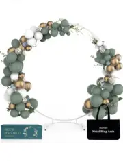 Round Metal Wedding Background, 6.5 Ft Circle Backdrop Stand Balloon Arch, White