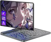 IUGNG Celeron N100 8" 2-in-1 Mini Laptop (up to 3.4GHz), 12GB DDR5, Win11, G-Sensor, 2MP Webcam, Touchscreen, WiFi 6, Bluetooth 5.2 (Grey, 12G+256G)