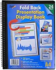 Tiger 301783 13803X 24 A4 Pocket Fold Back Display Book - Black