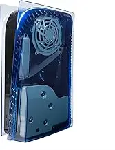 Geekria Transparent Cover Plates Compatible with Sony PlayStation 5, PS5 Console Disc Edition, Replacement Shell Gaming Accessories with Fan Vents (Blue)