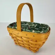 Longaberger Small Comforts Basket W/Stationary Handle, Liner, Protector, NIB