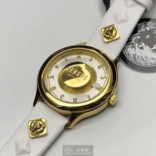 VERSUS VERSACE手錶, 女錶 40mm 金色圓形精鋼錶殼 白色立體懸浮雕刻錶面款 VV00313