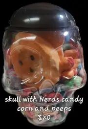 Freeze Dried Nerds Candy Corn In Halloween Skull With Freeze Dried Peeps