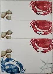 Set of 3 Same Vinyl Kitchen Placemats (12" x 18") SEALIFE, RED & BLUE CRABS, ELH