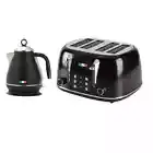 Vintage Electric Kettle & 4 Slice Toaster SET Combo Stainless Steel Black