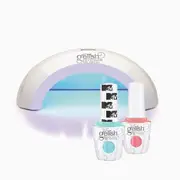 3PC GELISH PRO GEL NAIL KIT - Blue/Pink Shimmer - Curing Lamp, 2 Colours