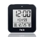 Wooden Electronic Alarm Clock Creative Double Alarm Clock For Temperature And Humidity - Black