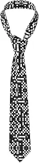 [YANYU] Black White Formula Checkered Pattern Print Men Necktie Classic And Stylish Ties For Business Weddings And Special Occasions, Black