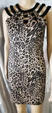 NEW LEOPARD PRINT SIZE 10 STRETCH DRESS WITH CUT OUT BACK CAROLINE MORGAN NWT.