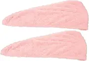 BIUDECO 2Pcs Coral Fleece Hair Drying Towel Wrap Soft and Absorbent Quick Dry Cap for Women for Spa Shower and Daily Use Thick Design for Extra Warmth and Comfort