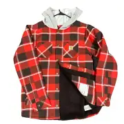 Carhartt Jacket Youth Boys XL Sherpa Lined Plaid Flannel Hooded Snap Front Coat