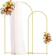 Putros Metal Arch Backdrop Stand Gold Wedding Backdrop Stand Set of 2 Square Arch Frame for Birthday Party Graduation Ceremony Decoration, Gold-2pcs (AB-1.2M-Gold-M-J)