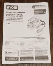 RYOBI 18V P118B Battery Charger Operator's Manual English French Spanish 18 Volt