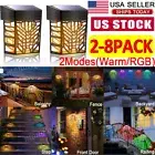 8Pack Fence Lights Outdoor Led Solar Deck Step Garden Path Patio Pathway Lamp