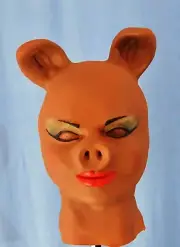 Miss Piggy Afro American Pig Mask Realistic Latex Female Pig Mask Made in USA!