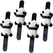 HOOTNEE 4Pcs Adorable Cartoon Panda Plush Slap Bracelets for Fun Hand Band Party Supplies for Festivals Holidays Comfortable Fit for All Wrist