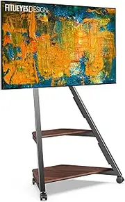 FITUEYES Design Floor TV Stand for 32 43 50 55 65 Inch TVs, Corner Floor TV Stand Rolling TV Cart for LCD/LED Flat Curved Screens, Modern Living Room Television Stands, Eiffel Series