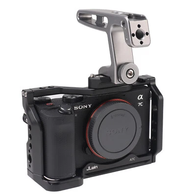 Aluminum Alloy Camera Cage+ Nato Top Handle Grip Cold Shoe for Sony Alpha 7C A7C