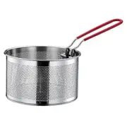 Frying Basket, Stainless Steel Pasta Basket,Deep Fryer Basket with Long Handle, for Pot, Round Food SilverWhite