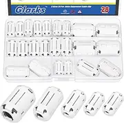 Glarks 28pcs White Clip-on Ferrite Ring Core Set 3.5/5/7/9/13MM Inner Diameter Cable Clips RFI EMI Noise Suppressor Cable Clips