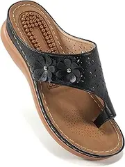 [Aomigoct] Wedges Shoes for Women Sandals with Comfortable Cushion FootBed Orthopedic Sandals Women Flip Flops Dressy Summer Walking Wedge Shoes