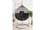 Egg Chair Hanging- Grey Basket & Black Cushion