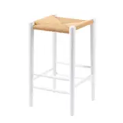 65cm White & Natural Replica Hans Wegner Wishbone kitchen stool