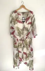 New Autograph 26 Tropical Leaf Print Button Midi Dress Party Wedding RRP$130