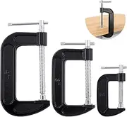 Swpeet 3Pcs Black C Clamp Set 2/3/ 4 Inch Heavy Duty C-Clamps Automotive and Wood Working Clamps, Industrial Strength C Clamp Set Ideal for DIY Carpentry Woodworking Welding and Building