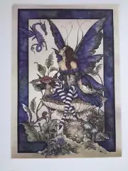 MAGICAL BABY DRAGON AND FAIRY Faerie FAIRY POSTCARD ART PRINT BY AMY BROWN