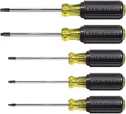 Klein Tools 19555 TORX Cushion Grip Screwdriver Set, Made in USA, T15, T20, T25, T27 and T30 Tip sizes, 5-Piece