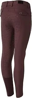 [HORZE] Andrea Kids' High Waist Silicone Full Seat Breeches with Bit Print - Red Mahogany Burgundy - Medium