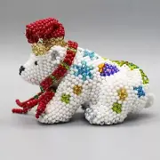NATIVE AMERICAN BEADWORK-BEADED CHRISTMAS POLAR BEAR by FARON GCHACHU-ZUNI