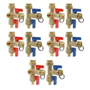 Midline Valve Hot and Cold Isolation Valves, Brass, PEX (5 Red+ 5 Blue)