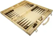 Let's Play Games 45cm Wooden Folding Backgammon Set - Classic Board Game, Portable Travel Size, Compact Design, Magnetic Pieces, Durable Wood, Foldable Storage