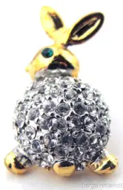 Rhinestone Crystal Easter Bunny Rabbit Hare Tie Tack Hat Scarf Pin