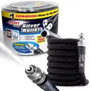 Expandable Water Garden Hose Lightweight Plastic Kink-resistant Coiled Black