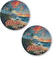 [No Thorns Media] Maui Hawaii 2 Pack Pinback Buttons 2.25" Fun Pins for Clothes, Backpacks, Hats, and Jackets - Cartoon, Retro, and Punk Style Lapel Badges, Slogans, and Party Pins ID45000, Metal, no gemstone