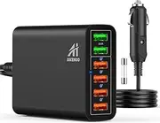 Car Charger, AI AIKENUO 96W Quick Charge USB Cars Charger Adapter, 12V-24V Multi Ports QC 3.0 USB Auto Splitter Fast Charging for Galaxy S10 S9 Plus, Compatible with iPhone & Android