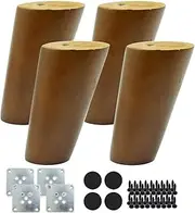 100mm Vertical Height Wood Sofa Legs Walnut Finished Furniture Feet Replacement Legs Universal for Coffee Table IKEA Buffets Bed Sideboards Cupboard Dresser Oblique Foot Walnut Color - (4 Pcs)
