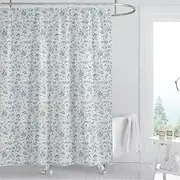 Shower Curtain for Bathroom,Elegant Floral Fabric Cloth Shower Curtains for Morden Bathroom Decor,Fabric Waterproof Bathroom Curtain with 12 Hooks,180 x 180 cm (Garden Blue)