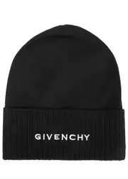 Givenchy Logo-embroidered Wool Beanie - Black ONE SIZE