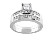 GIA Certified Diamond Bridal Set 2.25 Carat Asscher Cut 18k White Gold