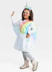 Light Up Twinkle Stars Unicorn Halloween Costume Dress w/ Headpiece - Kids Med